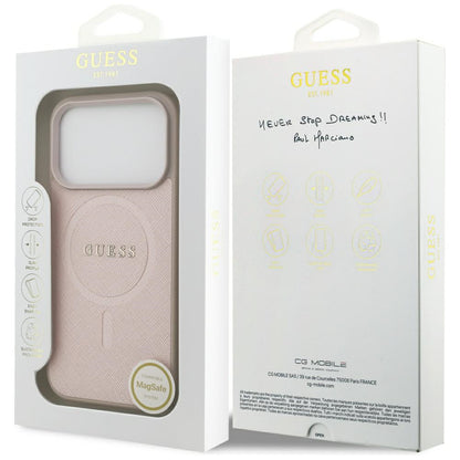 MagSafe-kotelo Apple iPhone 17 Prolle, Guess, Saffiano Classic Logo, Pinkki
