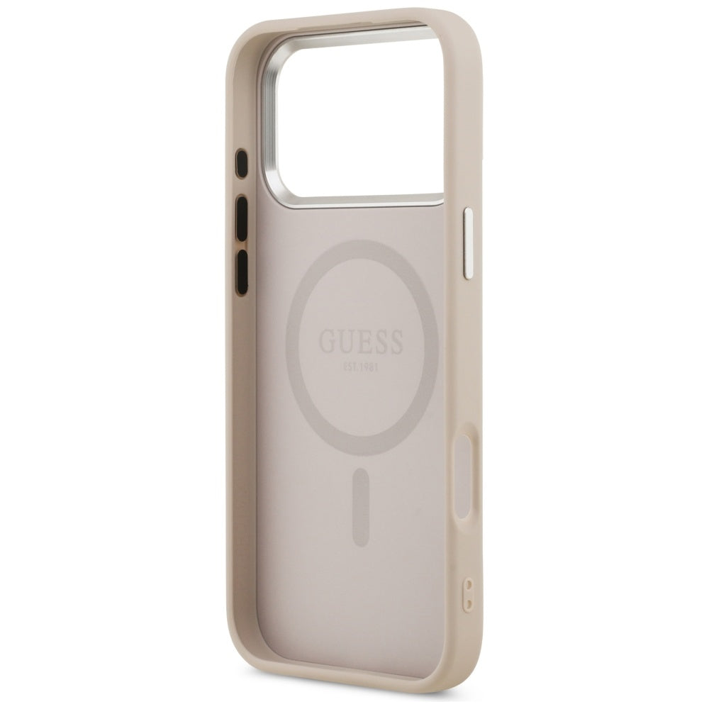 MagSafe-kotelo Apple iPhone 17 Prolle, Guess, Triangle Logo, Hopeanpunainen
