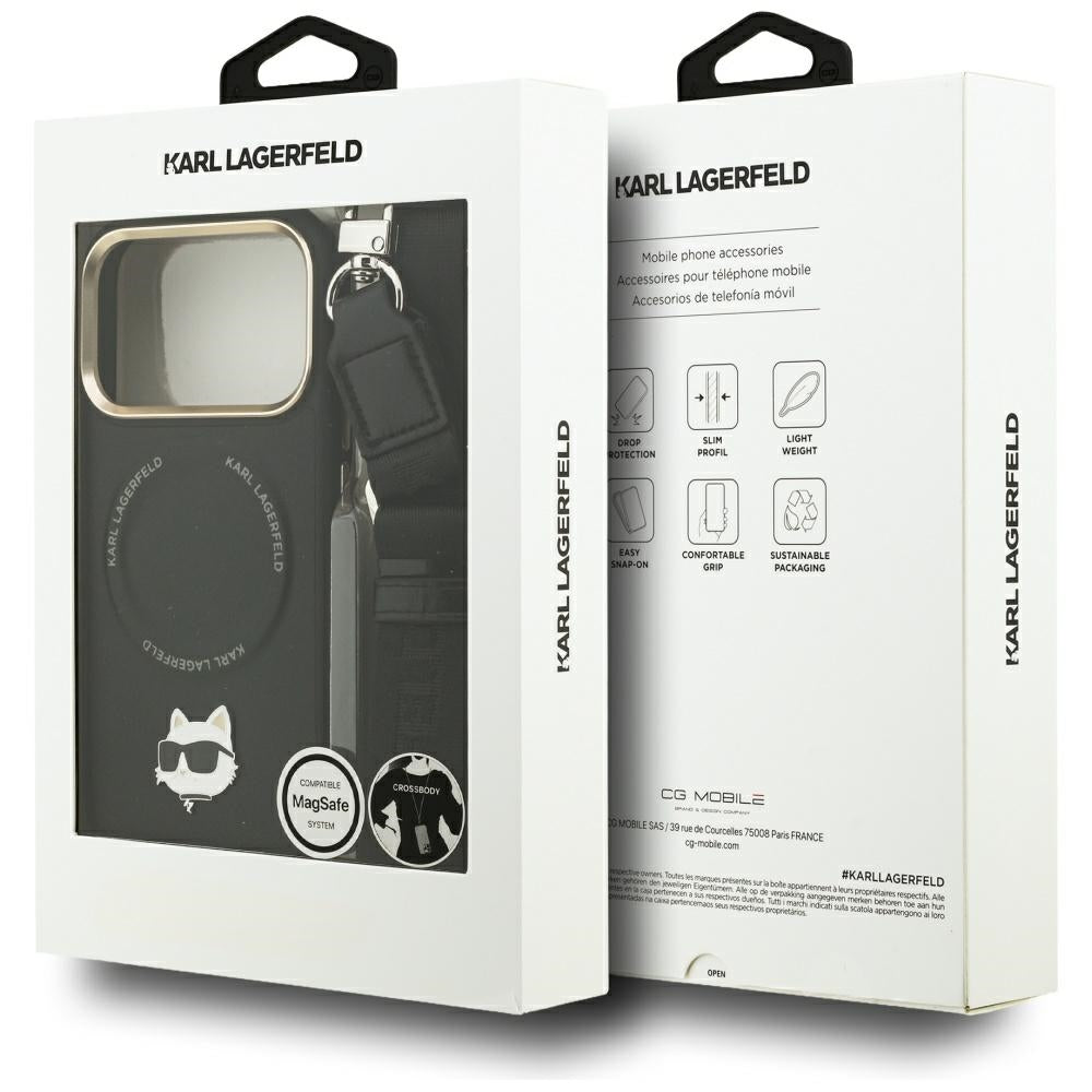 MagSafe-kotelo Apple iPhone 17 Prolle, Karl Lagerfeld, Big Strap Choupette Metal Logo, Musta