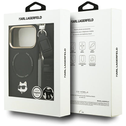 MagSafe-kotelo Apple iPhone 17 Prolle, Karl Lagerfeld, Big Strap Choupette Metal Logo, Musta