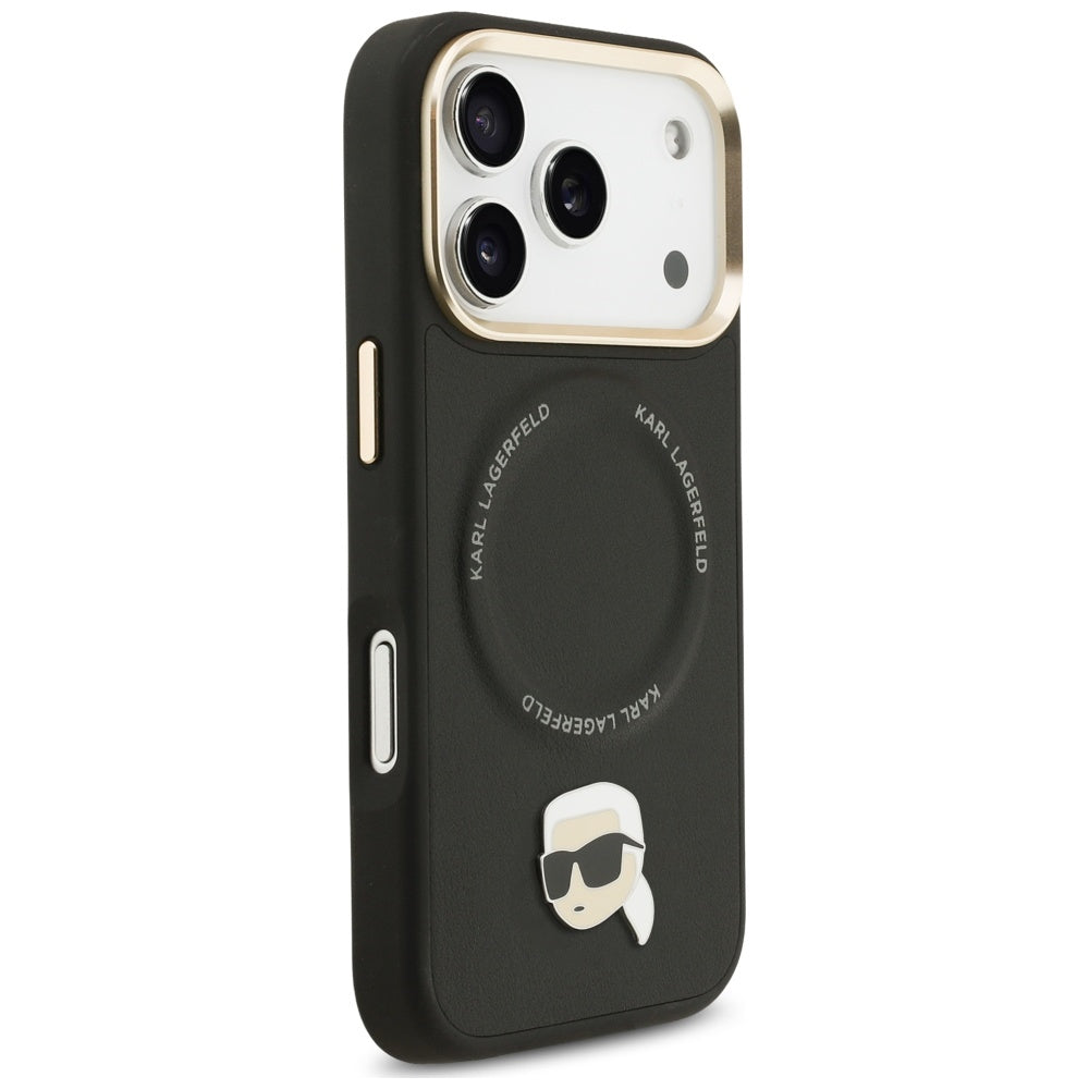 MagSafe-kotelo Apple iPhone 17 Prolle, Karl Lagerfeld, Big Strap Karl Metal Logo, Musta