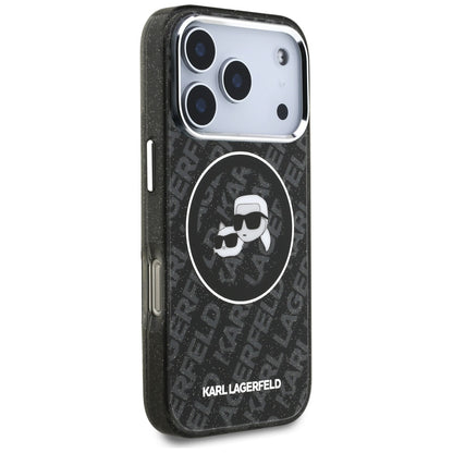 MagSafe-kotelo Apple iPhone 17 Prolle, Karl Lagerfeld, Glitter Karl & Choupette Head, Musta