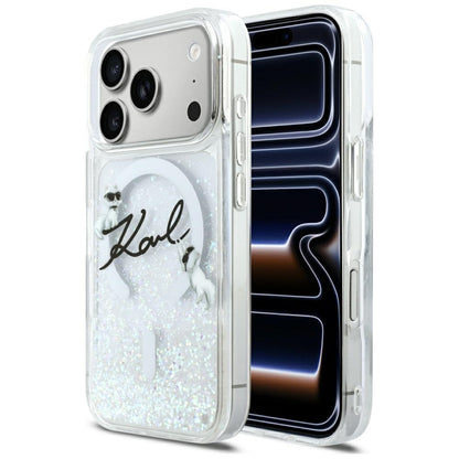 MagSafe-kotelo Apple iPhone 17 Prolle, Karl Lagerfeld, Glitter Karl Script Logo, Läpinäkyvä