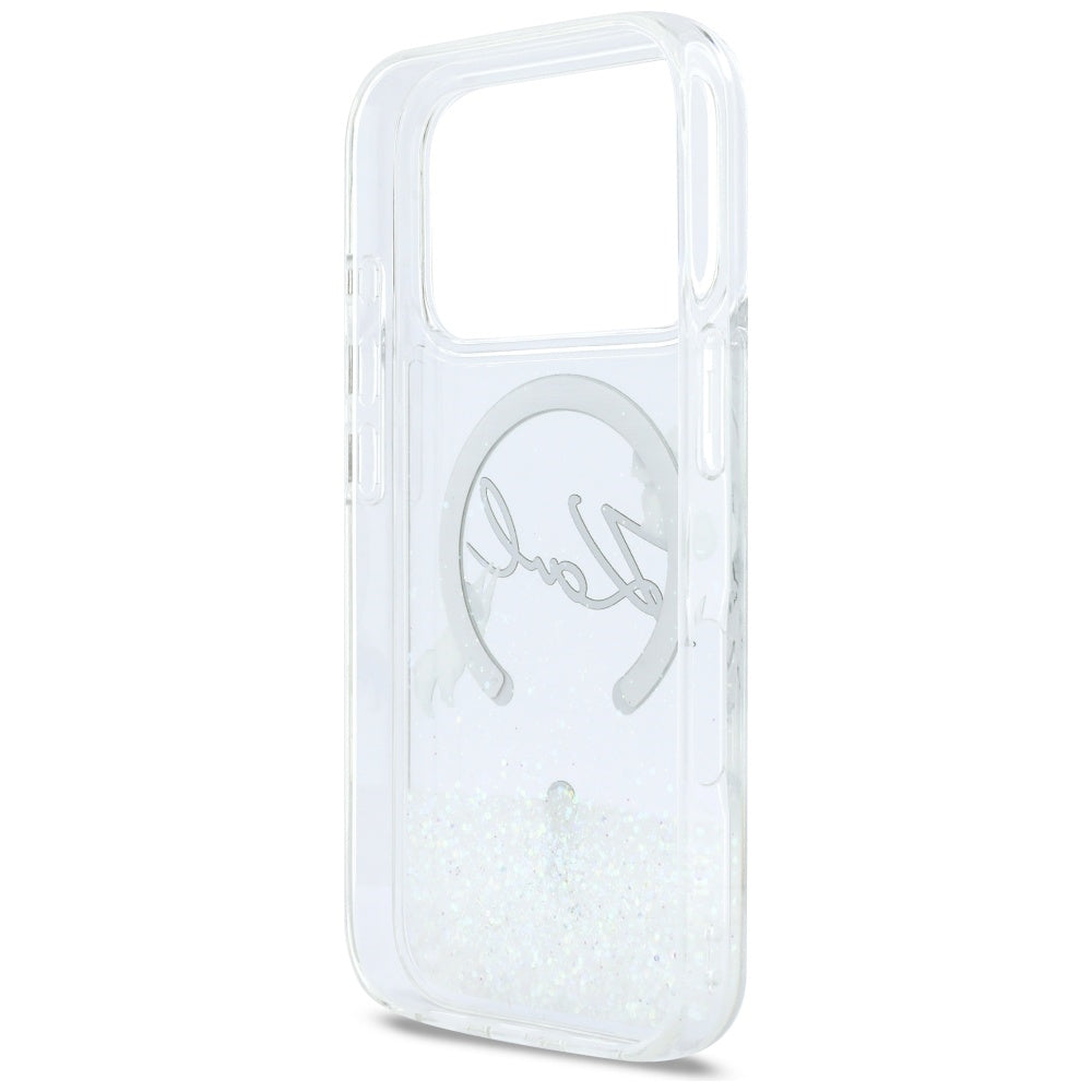MagSafe-kotelo Apple iPhone 17 Prolle, Karl Lagerfeld, Glitter Karl Script Logo, Läpinäkyvä