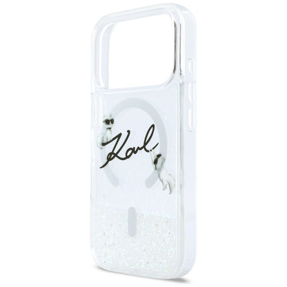 MagSafe-kotelo Apple iPhone 17 Prolle, Karl Lagerfeld, Glitter Karl Script Logo, Läpinäkyvä
