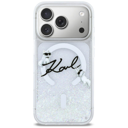 MagSafe-kotelo Apple iPhone 17 Prolle, Karl Lagerfeld, Glitter Karl Script Logo, Läpinäkyvä