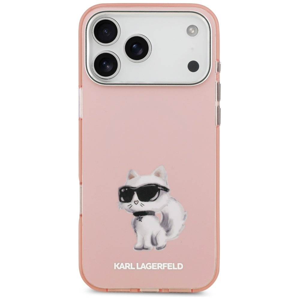 MagSafe-kotelo Apple iPhone 17 Prolle, Karl Lagerfeld, IML Aquarelle Logo Choupette, Pinkki