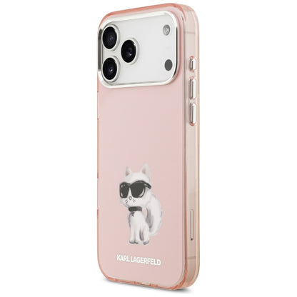 MagSafe-kotelo Apple iPhone 17 Prolle, Karl Lagerfeld, IML Aquarelle Logo Choupette, Pinkki