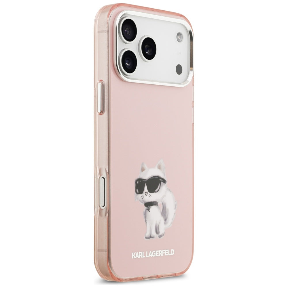 MagSafe-kotelo Apple iPhone 17 Prolle, Karl Lagerfeld, IML Aquarelle Logo Choupette, Pinkki