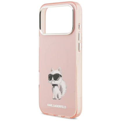 MagSafe-kotelo Apple iPhone 17 Prolle, Karl Lagerfeld, IML Aquarelle Logo Choupette, Pinkki