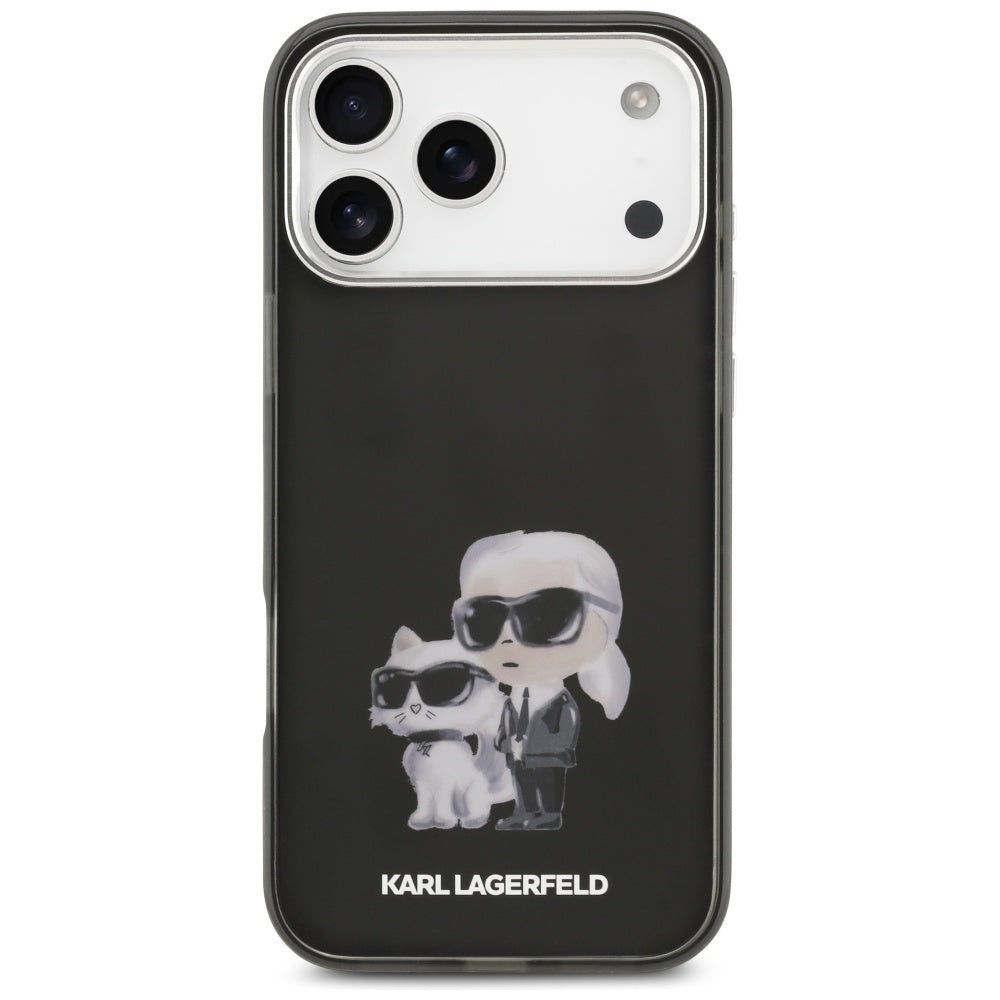 MagSafe-kotelo Apple iPhone 17 Prolle, Karl Lagerfeld, IML Aquarelle Logo Karl & Choupette, Musta