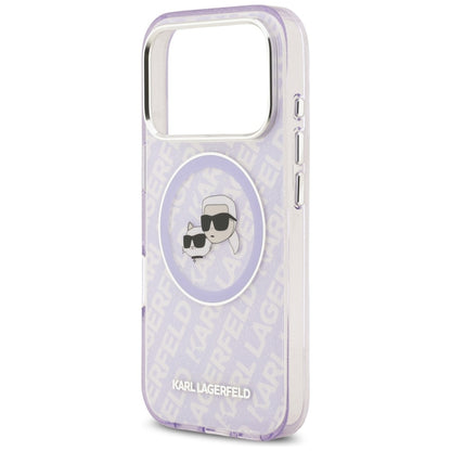 MagSafe-kotelo Apple iPhone 17 Prolle, Karl Lagerfeld, IML Glitter Karl & Choupette's Heads, Violetti