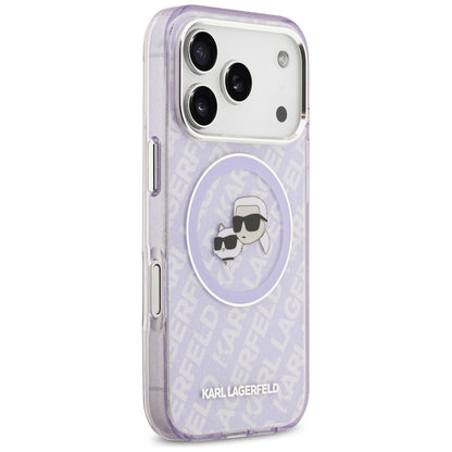 MagSafe-kotelo Apple iPhone 17 Prolle, Karl Lagerfeld, IML Glitter Karl & Choupette's Heads, Violetti