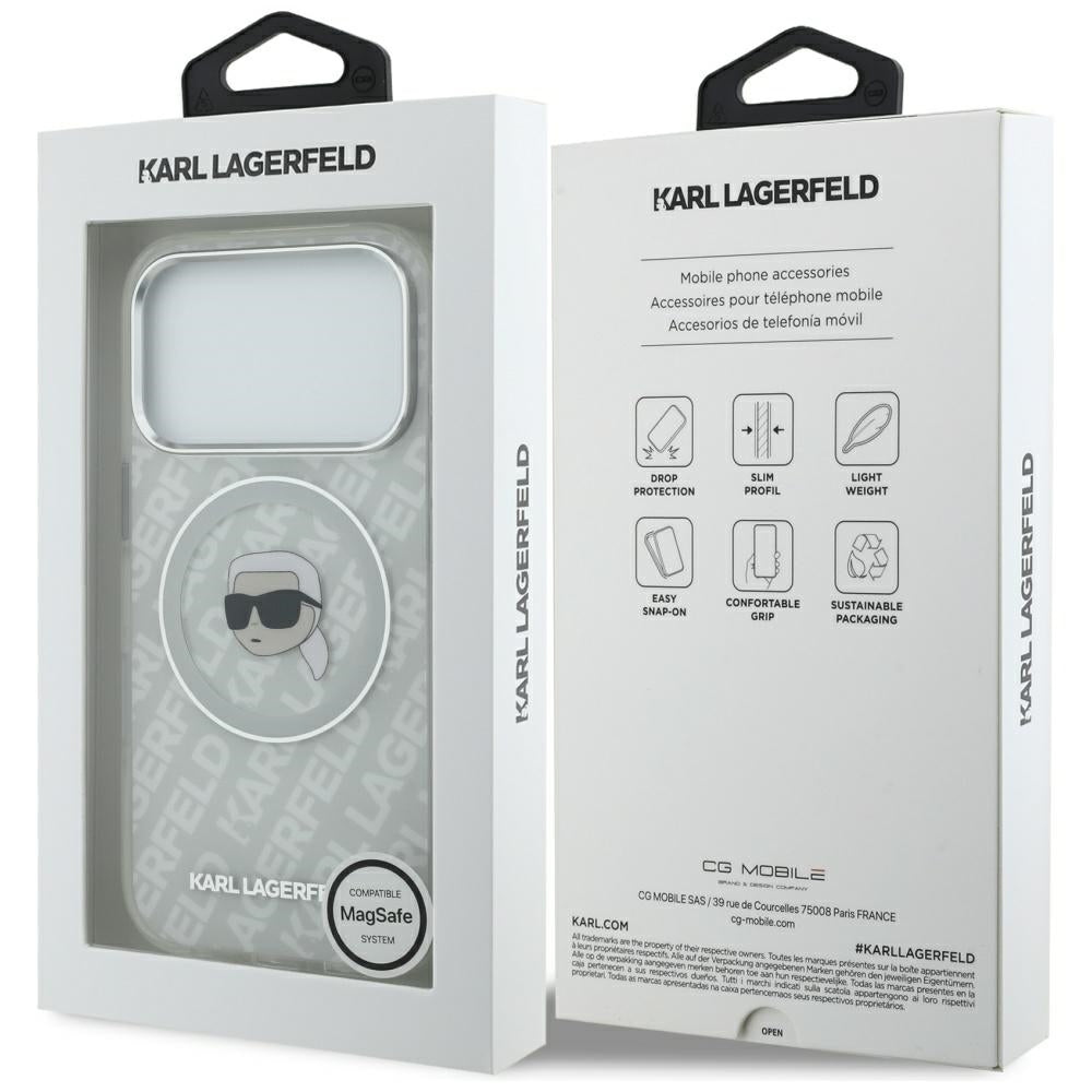 MagSafe-kotelo Apple iPhone 17 Prolle, Karl Lagerfeld, IML Karl`s Head, Harmaa