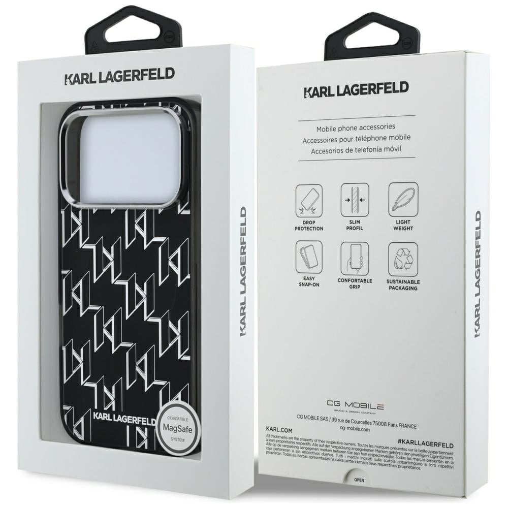 MagSafe-kotelo Apple iPhone 17 Prolle, Karl Lagerfeld, IML KL Monogram, Musta