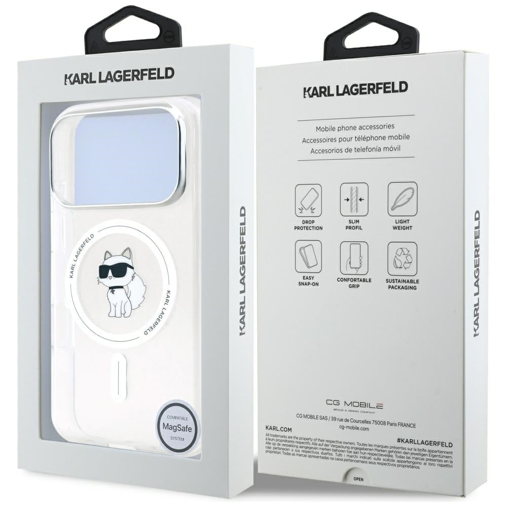MagSafe-kotelo Apple iPhone 17 Prolle, Karl Lagerfeld, IML Logo Choupette, Läpinäkyvä