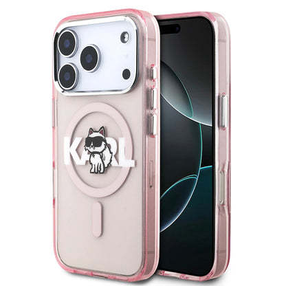 MagSafe-kotelo Apple iPhone 17 Prolle, Karl Lagerfeld, IML Sketch Logo Choupette, Pinkki
