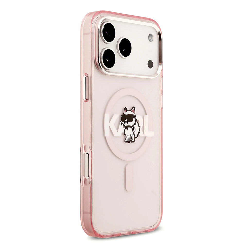MagSafe-kotelo Apple iPhone 17 Prolle, Karl Lagerfeld, IML Sketch Logo Choupette, Pinkki
