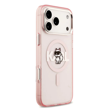 MagSafe-kotelo Apple iPhone 17 Prolle, Karl Lagerfeld, IML Sketch Logo Choupette, Pinkki