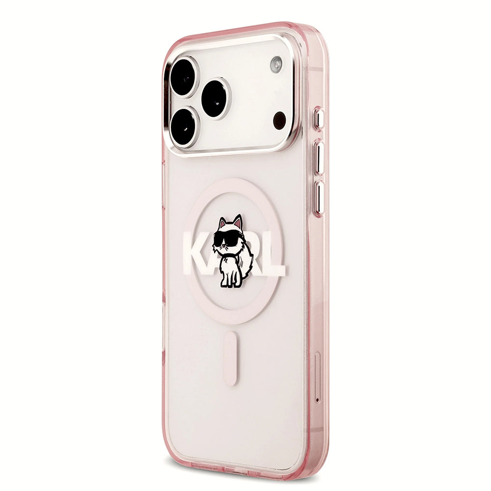 MagSafe-kotelo Apple iPhone 17 Prolle, Karl Lagerfeld, IML Sketch Logo Choupette, Pinkki