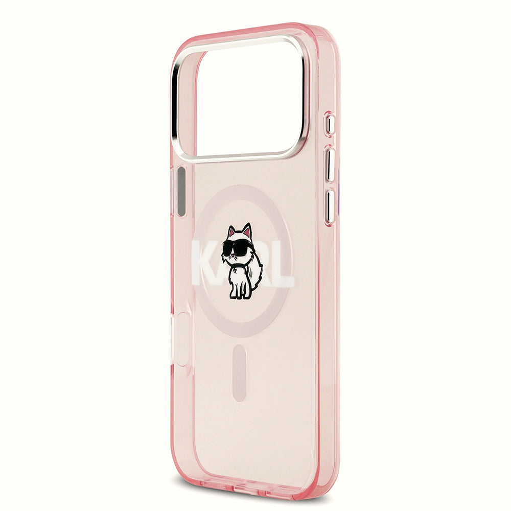 MagSafe-kotelo Apple iPhone 17 Prolle, Karl Lagerfeld, IML Sketch Logo Choupette, Pinkki