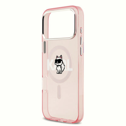 MagSafe-kotelo Apple iPhone 17 Prolle, Karl Lagerfeld, IML Sketch Logo Choupette, Pinkki