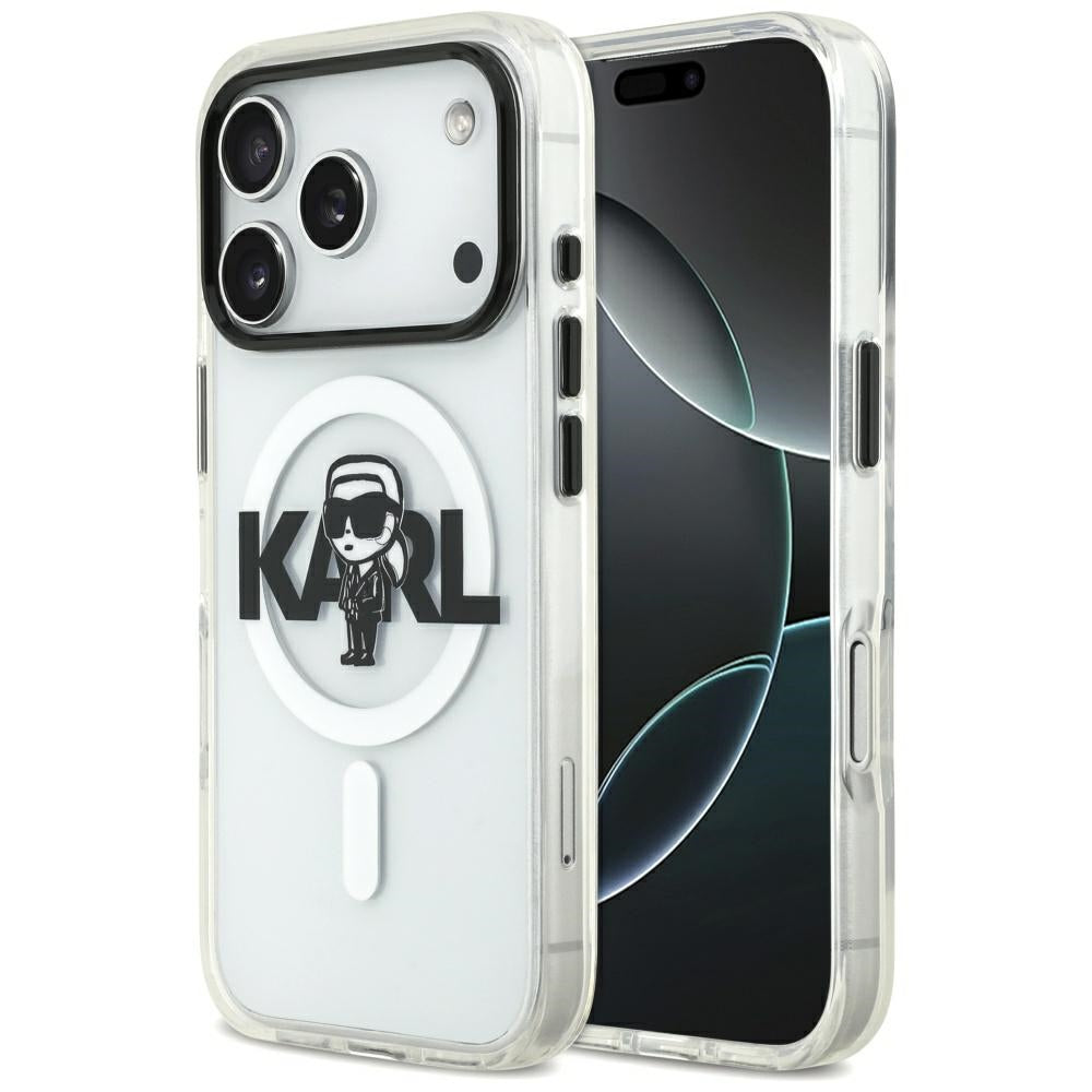 MagSafe-kotelo Apple iPhone 17 Prolle, Karl Lagerfeld, IML Sketch Logo Karl, Läpinäkyvä