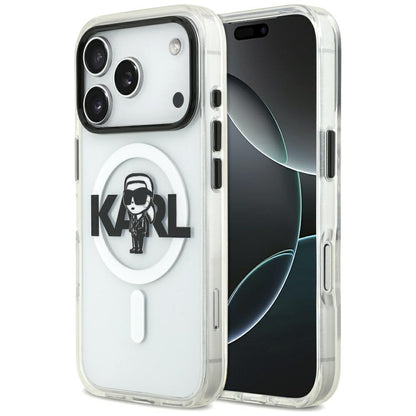 MagSafe-kotelo Apple iPhone 17 Prolle, Karl Lagerfeld, IML Sketch Logo Karl, Läpinäkyvä