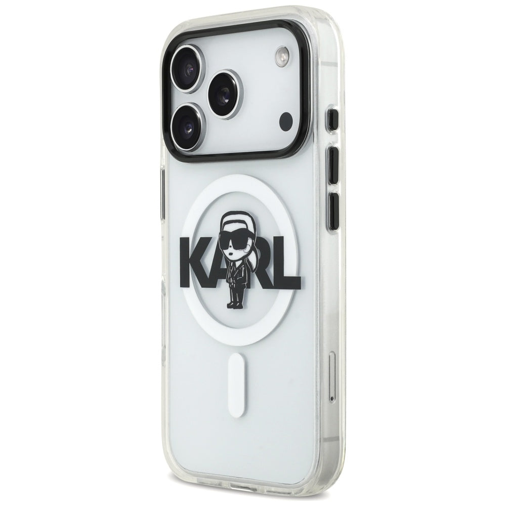 MagSafe-kotelo Apple iPhone 17 Prolle, Karl Lagerfeld, IML Sketch Logo Karl, Läpinäkyvä