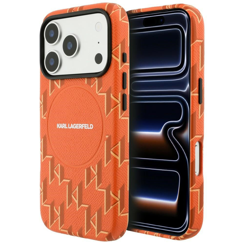 MagSafe-kotelo Apple iPhone 17 Prolle, Karl Lagerfeld, KL Monogram -logo, Oranssi