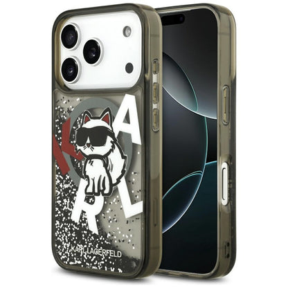 MagSafe-kotelo Apple iPhone 17 Prolle, Karl Lagerfeld, Liquid Glitter Choupette -logo, musta
