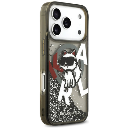 MagSafe-kotelo Apple iPhone 17 Prolle, Karl Lagerfeld, Liquid Glitter Choupette -logo, musta