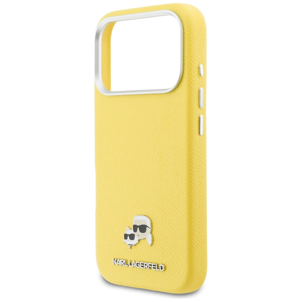 MagSafe-kotelo Apple iPhone 17 Prolle, Karl Lagerfeld, Saffiano Karl & Choupette Pins, Keltainen