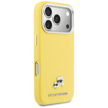 MagSafe-kotelo Apple iPhone 17 Prolle, Karl Lagerfeld, Saffiano Karl & Choupette Pins, Keltainen