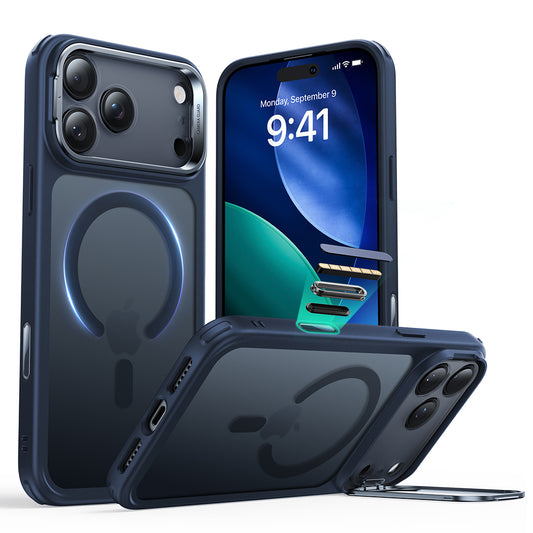 MagSafe-kotelo Apple iPhone 17 Pro Maxille, ESR, Classic Hybrid Kickstand, Satinoitu Sininen