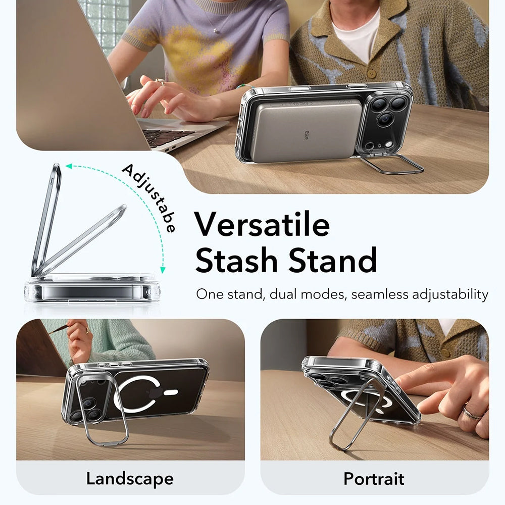 MagSafe-kotelo Apple iPhone 17 Pro Maxille, ESR, Classic Hybrid Kickstand, Läpinäkyvä