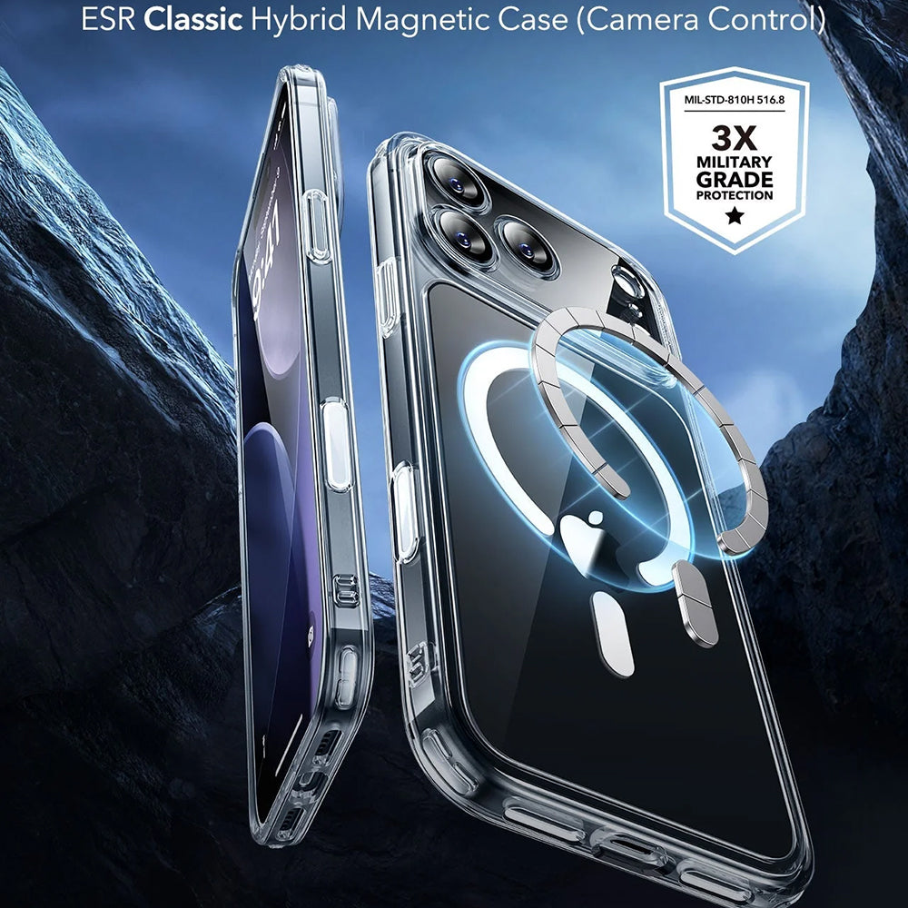 MagSafe-kotelo Apple iPhone 17 Pro Maxille, ESR, Classic Hybrid, Läpinäkyvä