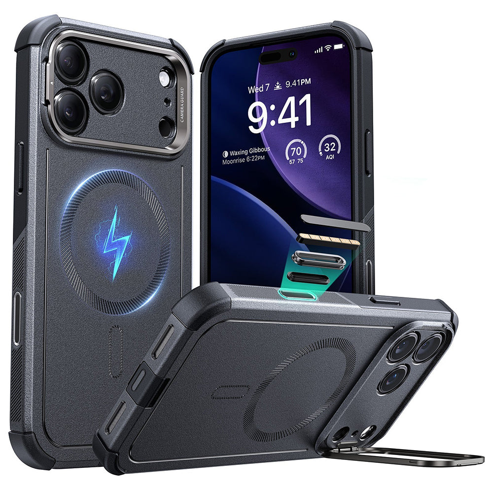 MagSafe-kotelo Apple iPhone 17 Pro Maxille, ESR, Cyber Armor Kickstand, Harmaa