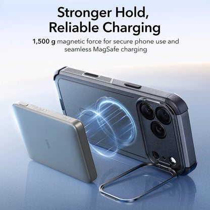 MagSafe-kotelo Apple iPhone 17 Pro Maxille, ESR, Cyber Armor Kickstand, Harmaa