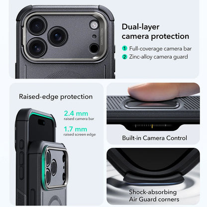 MagSafe-kotelo Apple iPhone 17 Pro Maxille, ESR, Cyber Armor Kickstand, Harmaa