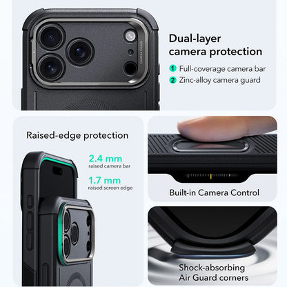 MagSafe-kotelo Apple iPhone 17 Pro Maxille, ESR, Cyber Armor Kickstand, Musta