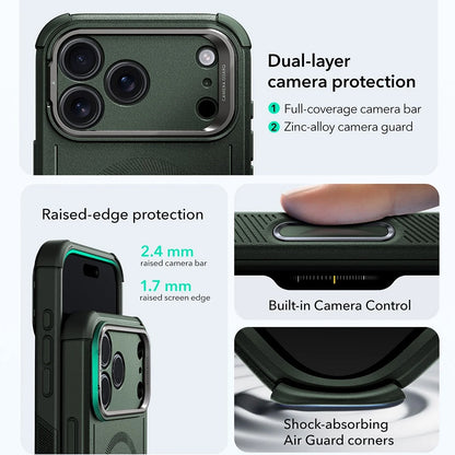 MagSafe-kotelo Apple iPhone 17 Pro Maxille, ESR, Cyber Armor Kickstand, Vihreä