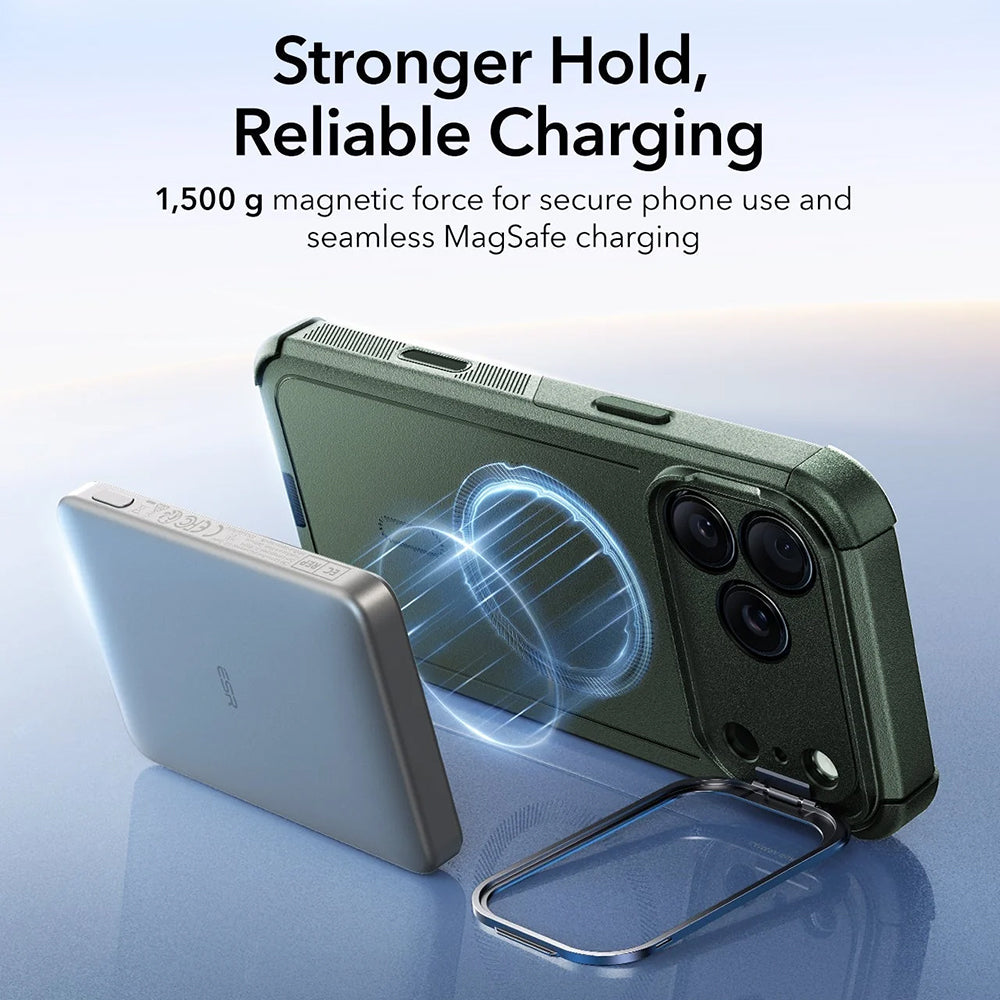 MagSafe-kotelo Apple iPhone 17 Pro Maxille, ESR, Cyber Armor Kickstand, Vihreä