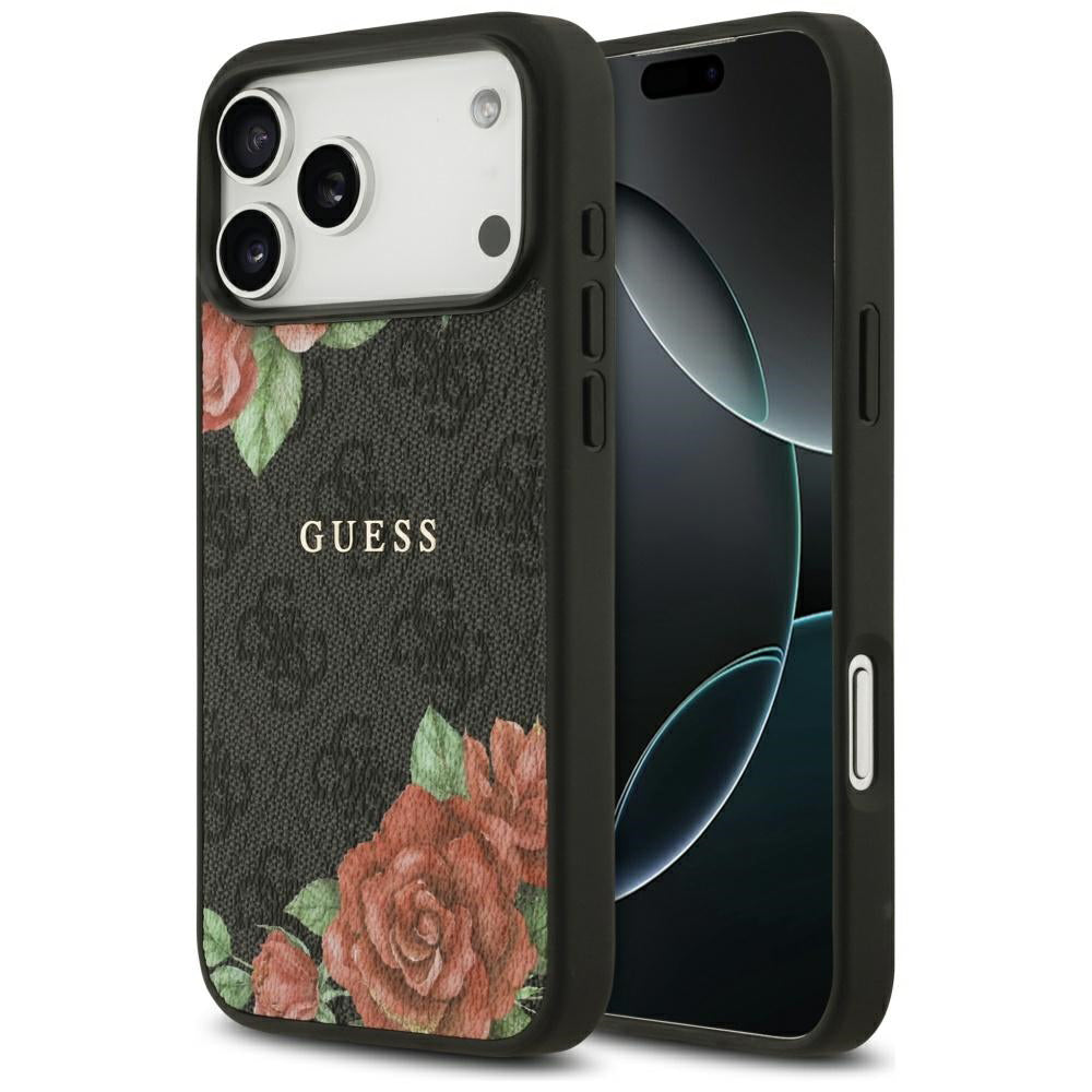 MagSafe-kotelo Apple iPhone 17 Pro Maxille, Guess, 4G Flowers Print, Musta