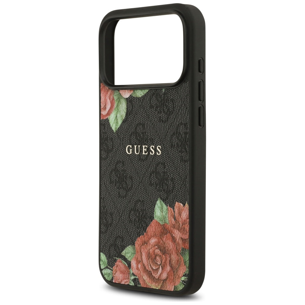 MagSafe-kotelo Apple iPhone 17 Pro Maxille, Guess, 4G Flowers Print, Musta