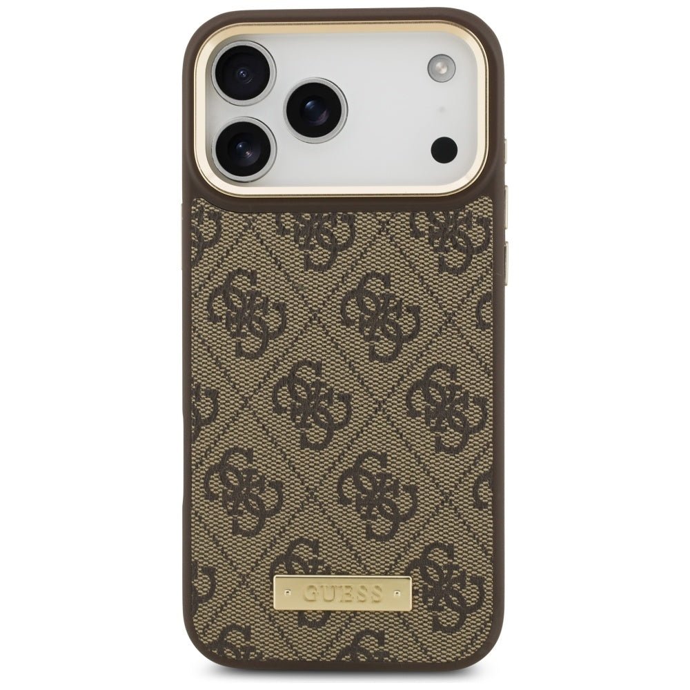 MagSafe-kotelo Apple iPhone 17 Pro Maxille, Guess, 4G Logo Plate, Ruskea