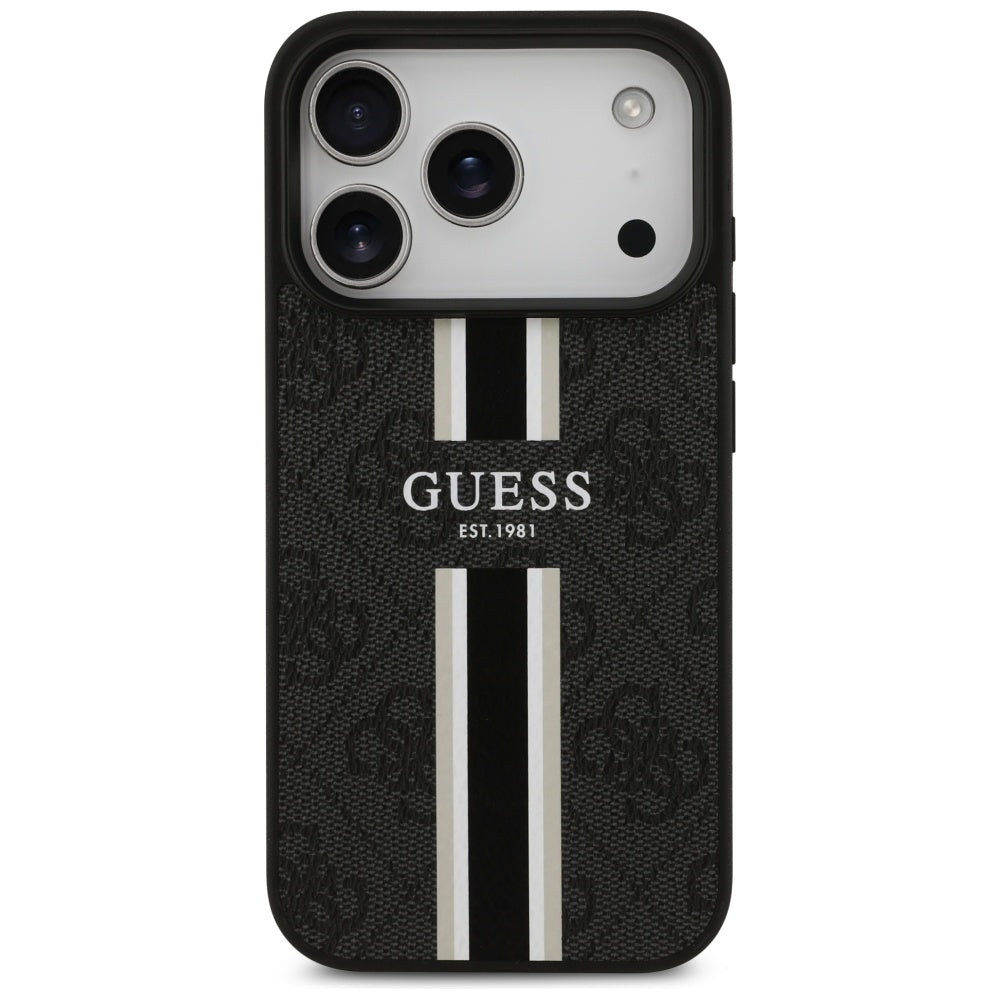 MagSafe-kotelo Apple iPhone 17 Pro Maxille, Guess, 4G Printed Stripes, Musta