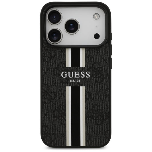 MagSafe-kotelo Apple iPhone 17 Pro Maxille, Guess, 4G Printed Stripes, Musta