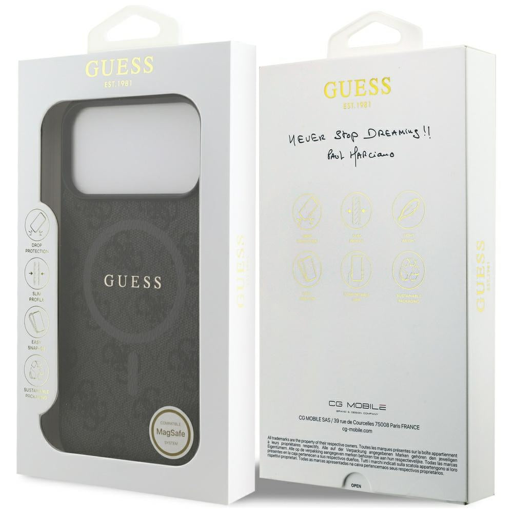 MagSafe-kotelo Apple iPhone 17 Pro Maxille, Guess, 4G Ring Classic Logo, Musta