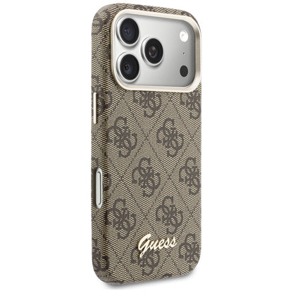 MagSafe Case for Apple iPhone 17 Pro Max, Guess, 4G Script Logo, Brown